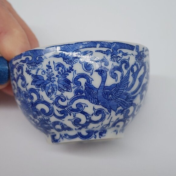 Xuande Marked Demitasse Blue & White Porcelain Cup and Saucer Pheonix - Picture 9 of 12